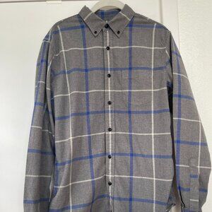 Banana Republic Luxe Flannel Grant Fit Windowpane‎ Plaid Button Down Shirt, M